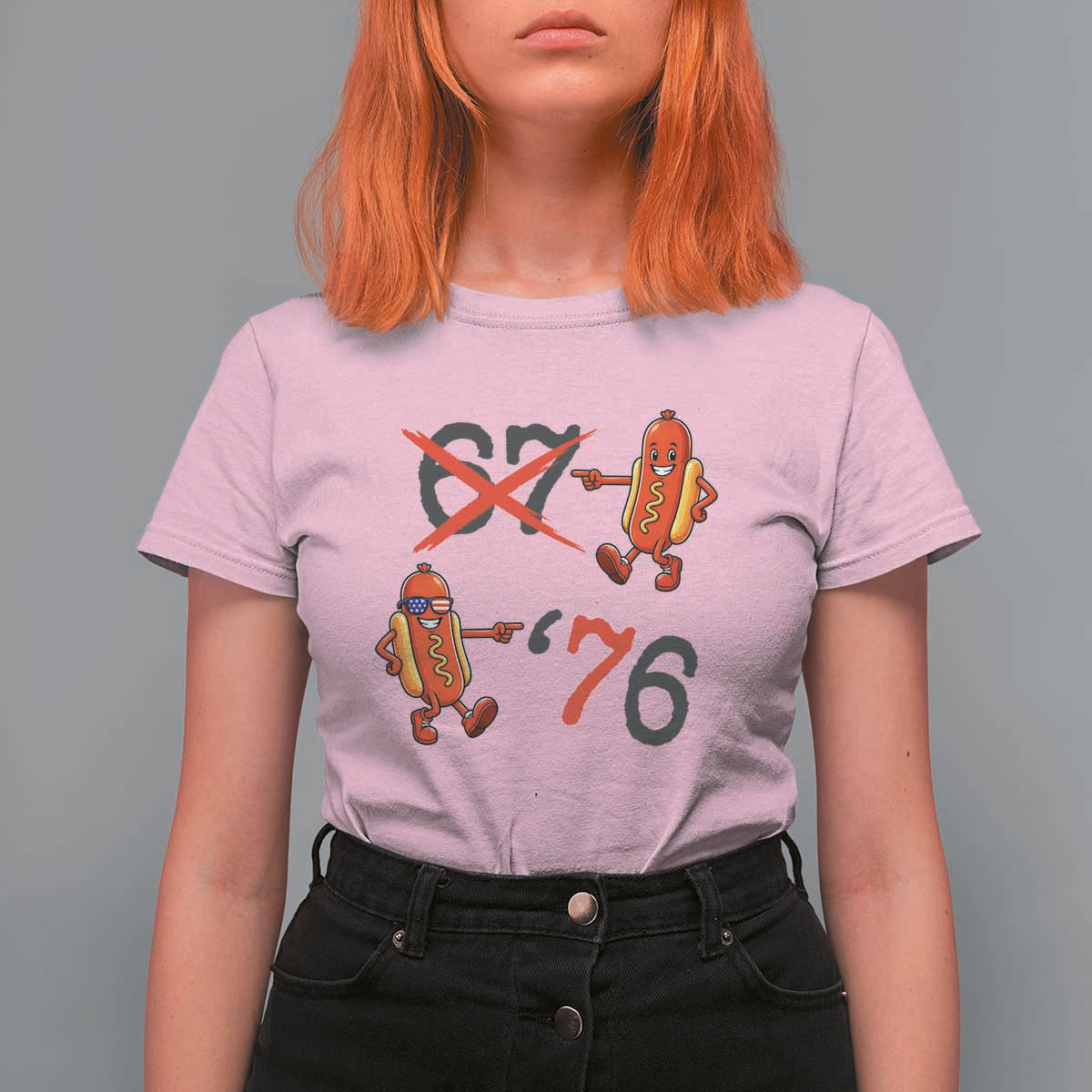 Funny 67 Meme Hot Dog Lover T Shirt For Women USA 250 BBQ Celebration