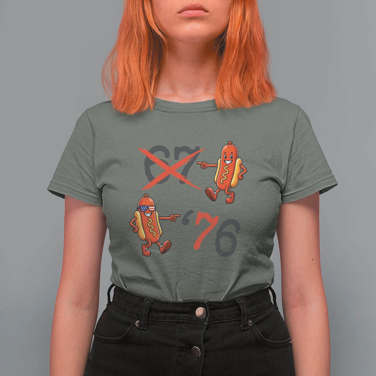 Funny 67 Meme Hot Dog Lover T Shirt For Women USA 250 BBQ Celebration
