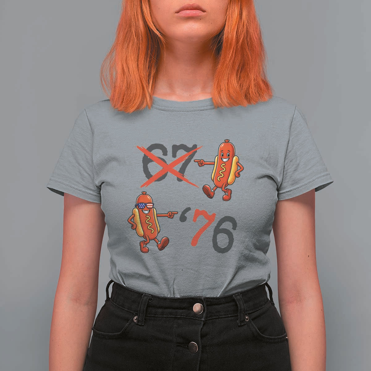 Funny 67 Meme Hot Dog Lover T Shirt For Women USA 250 BBQ Celebration