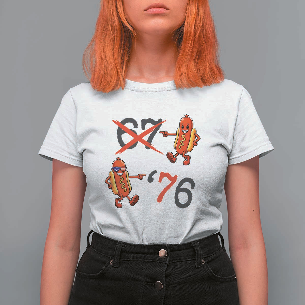 Funny 67 Meme Hot Dog Lover T Shirt For Women USA 250 BBQ Celebration