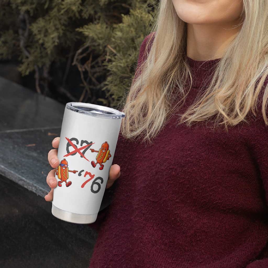 Funny 67 Meme Hot Dog Lover Tumbler Cup USA 250 BBQ Celebration