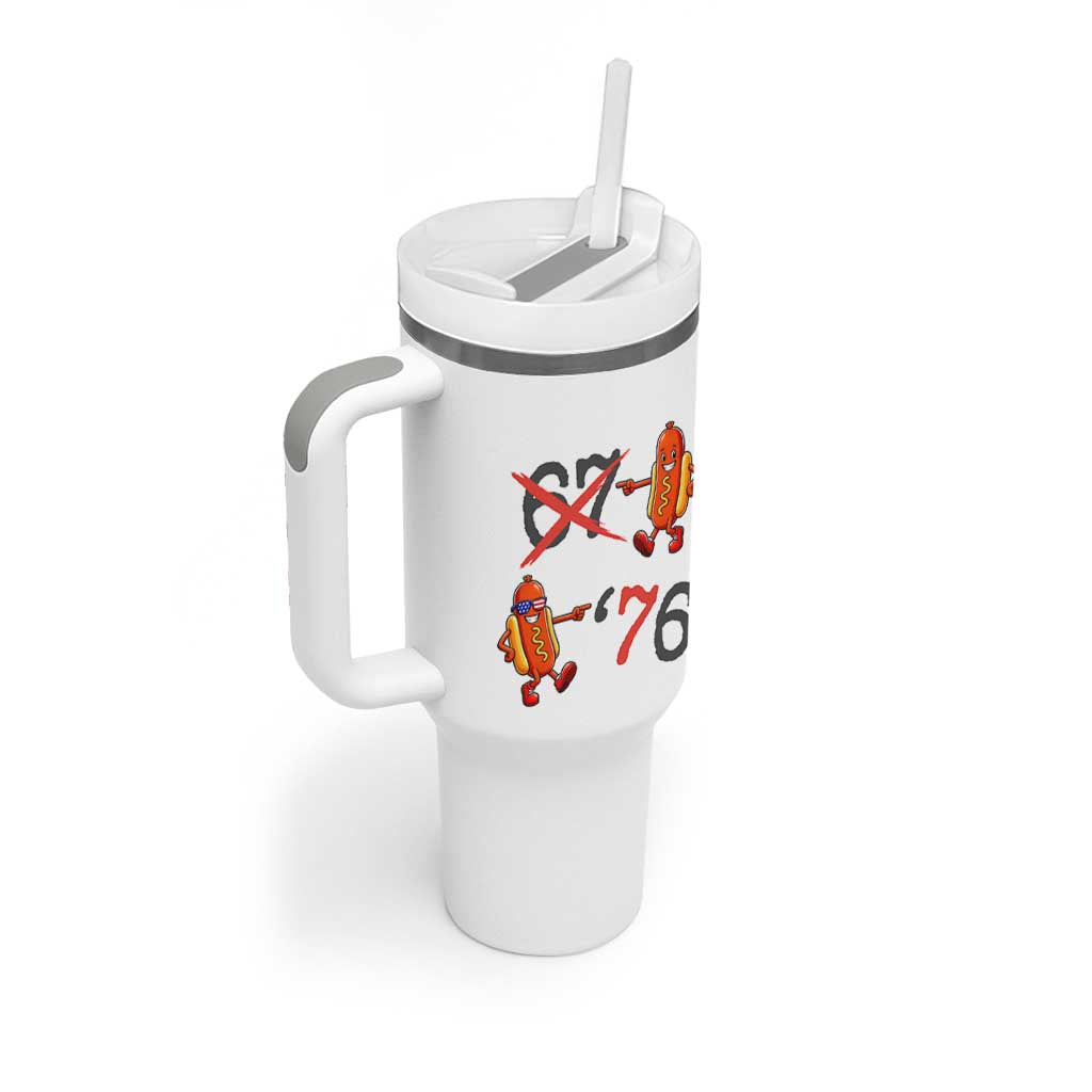 Funny 67 Meme Hot Dog Lover Tumbler With Handle USA 250 BBQ Celebration