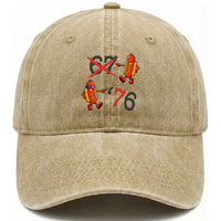 Funny 67 Meme Hot Dog Lover Washed Cotton Baseball Cap USA 250 BBQ Celebration