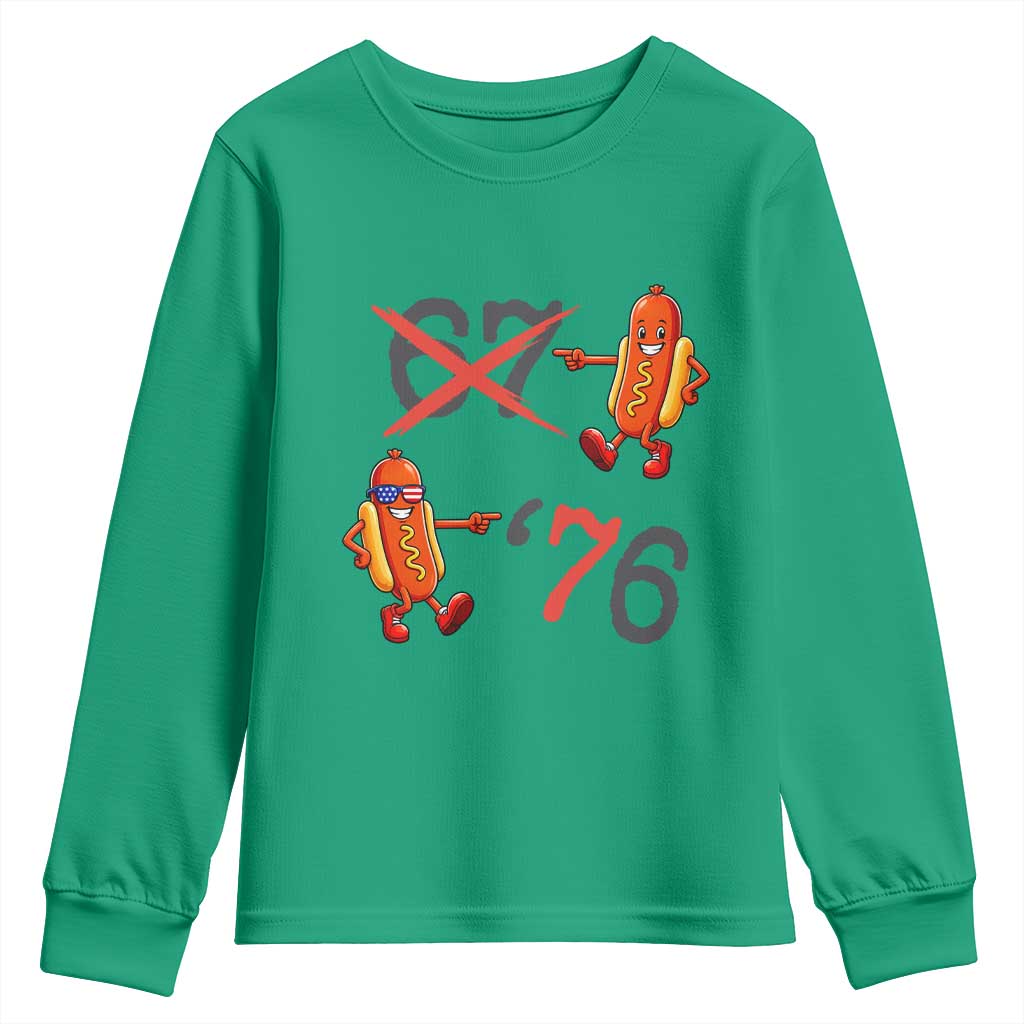 Funny 67 Meme Hot Dog Lover Youth Sweatshirt USA 250 BBQ Celebration