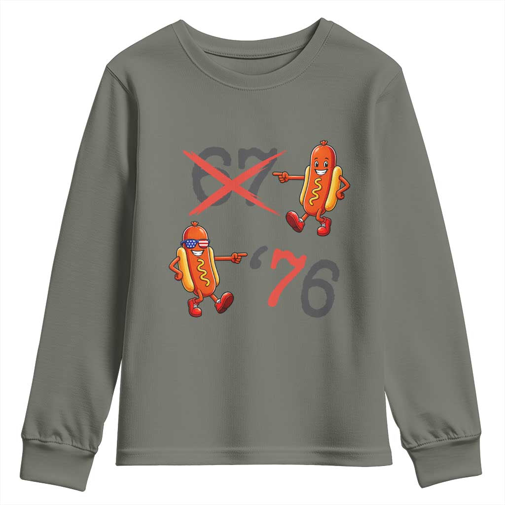 Funny 67 Meme Hot Dog Lover Youth Sweatshirt USA 250 BBQ Celebration