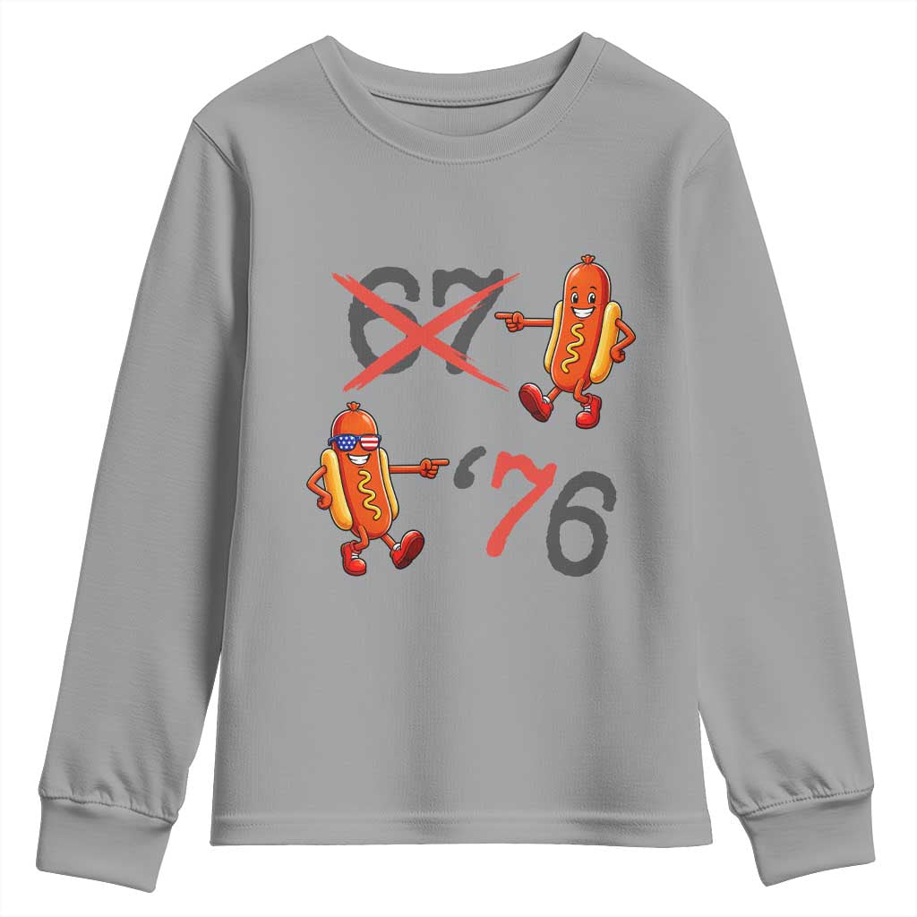 Funny 67 Meme Hot Dog Lover Youth Sweatshirt USA 250 BBQ Celebration
