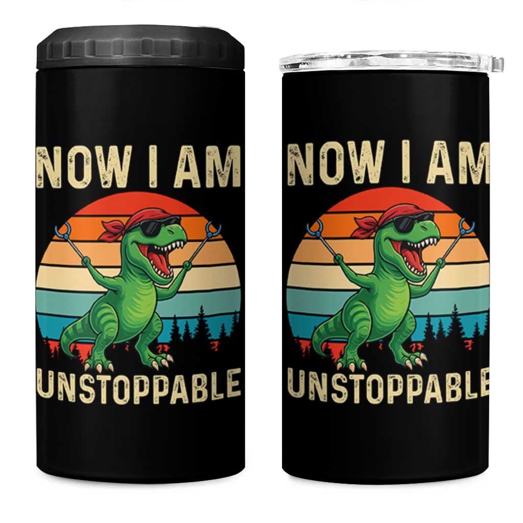 Now I Am Unstoppable 4 in 1 Can Cooler Tumbler Funny Mama Saurus Dinosaur