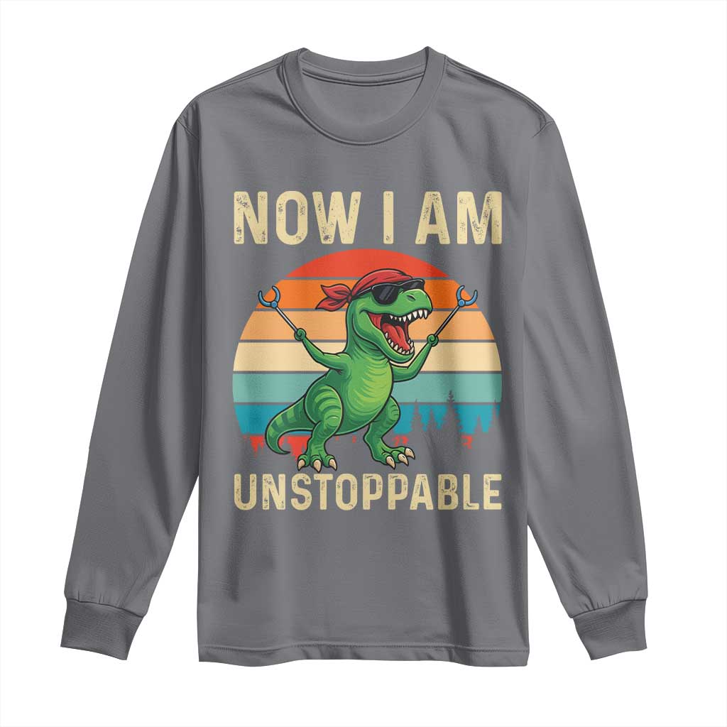 Now I Am Unstoppable Long Sleeve Shirt Funny Mama Saurus Dinosaur - Wonder Print Shop