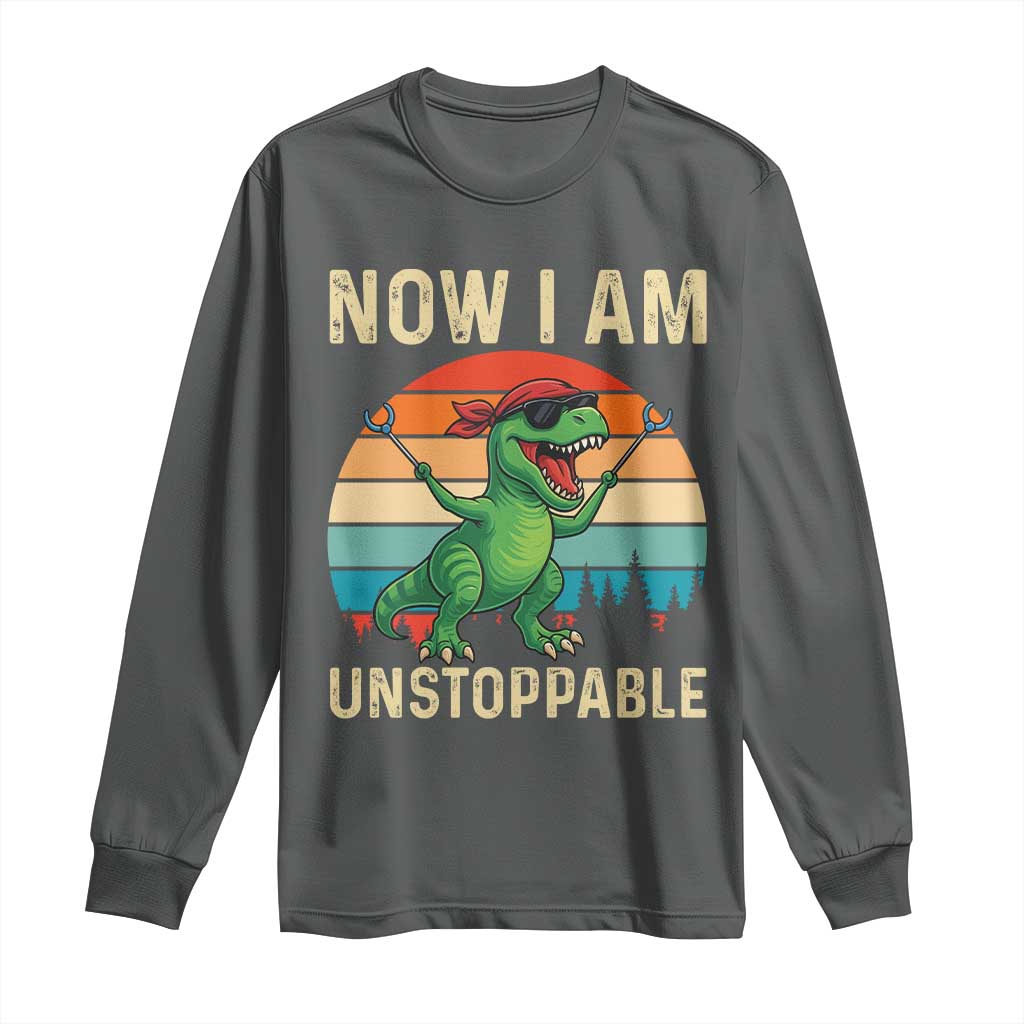 Now I Am Unstoppable Long Sleeve Shirt Funny Mama Saurus Dinosaur - Wonder Print Shop