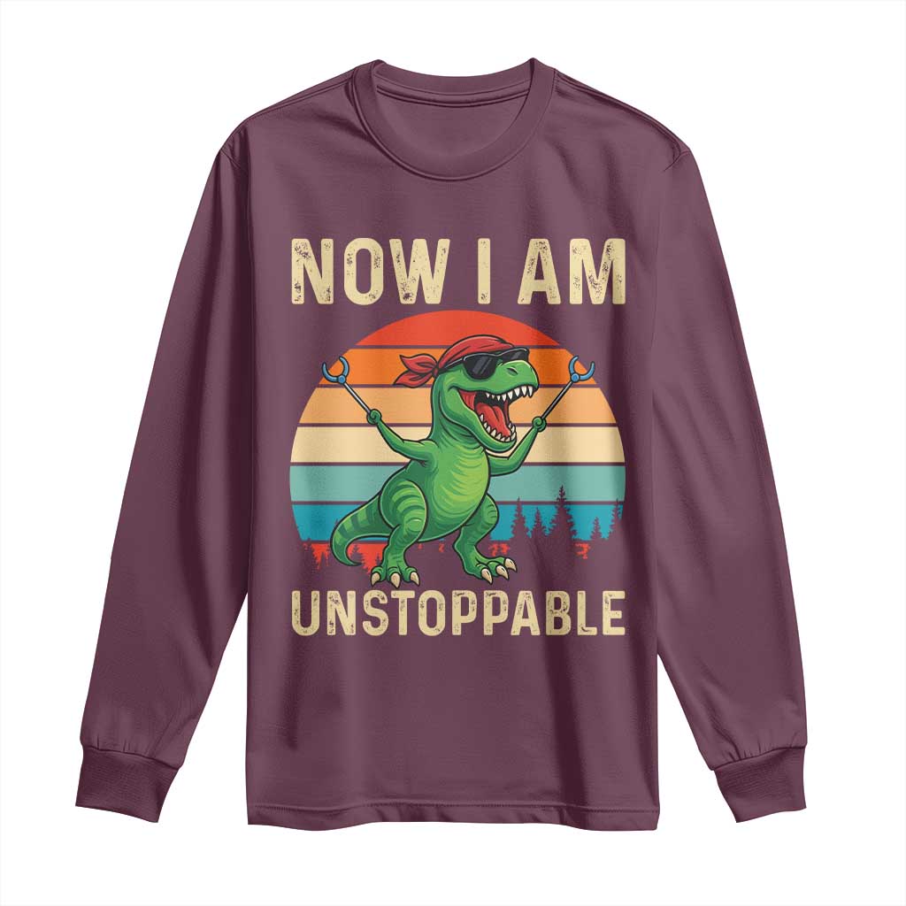 Now I Am Unstoppable Long Sleeve Shirt Funny Mama Saurus Dinosaur - Wonder Print Shop