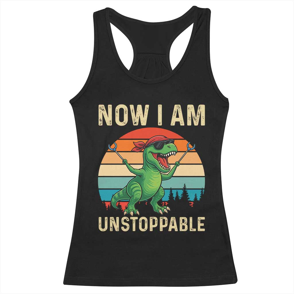 Now I Am Unstoppable Racerback Tank Top Funny Mama Saurus Dinosaur - Wonder Print Shop