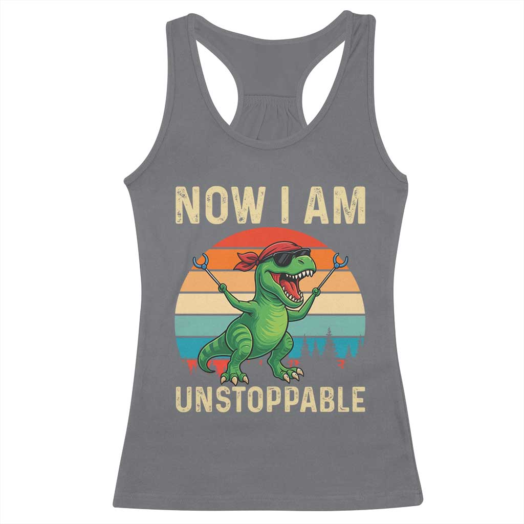 Now I Am Unstoppable Racerback Tank Top Funny Mama Saurus Dinosaur - Wonder Print Shop