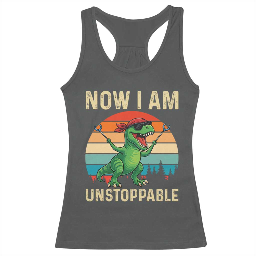 Now I Am Unstoppable Racerback Tank Top Funny Mama Saurus Dinosaur - Wonder Print Shop