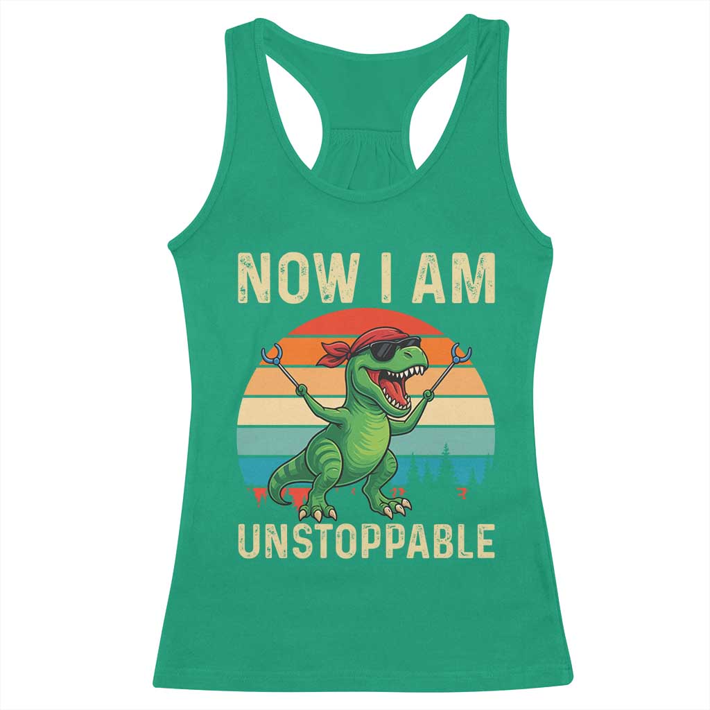 Now I Am Unstoppable Racerback Tank Top Funny Mama Saurus Dinosaur - Wonder Print Shop