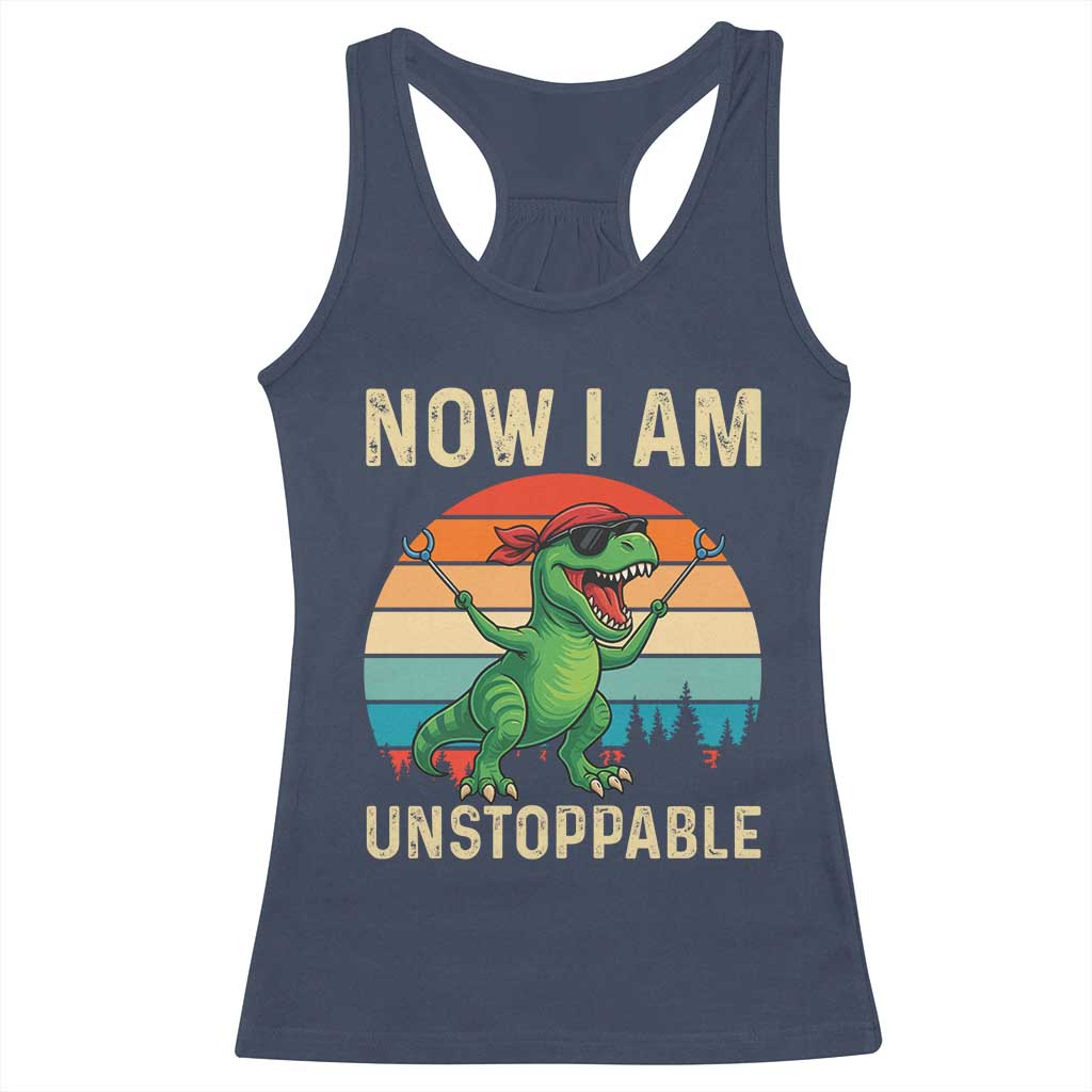Now I Am Unstoppable Racerback Tank Top Funny Mama Saurus Dinosaur - Wonder Print Shop