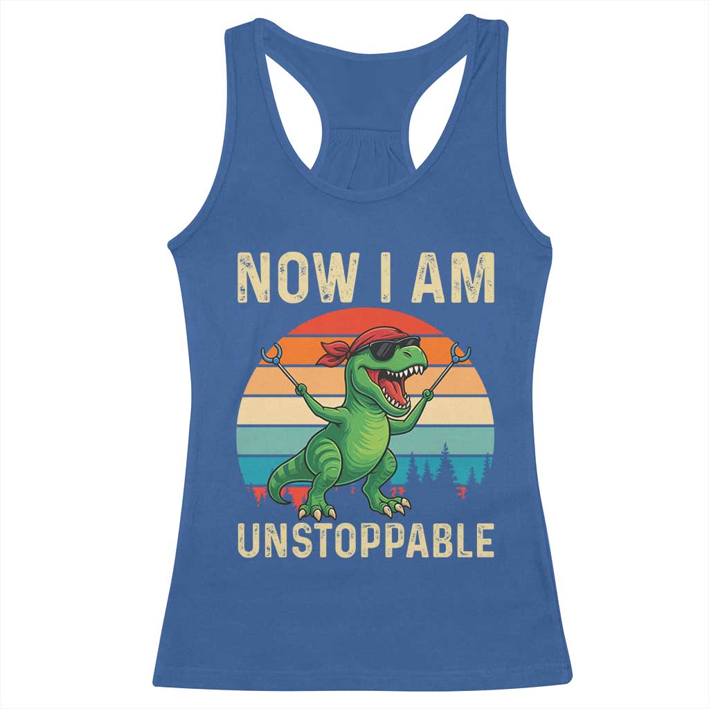 Now I Am Unstoppable Racerback Tank Top Funny Mama Saurus Dinosaur - Wonder Print Shop