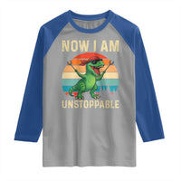 Now I Am Unstoppable Raglan Shirt Funny Mama Saurus Dinosaur - Wonder Print Shop