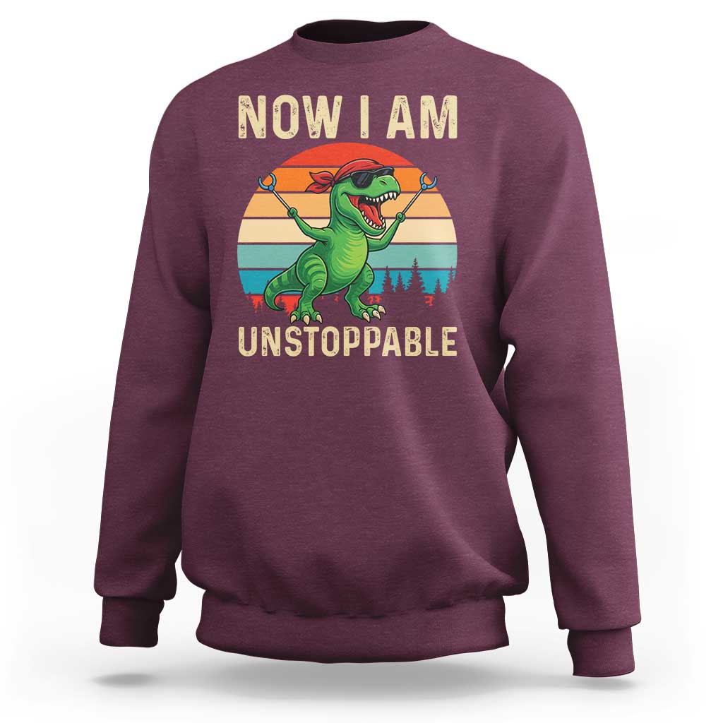 Now I Am Unstoppable Sweatshirt Funny Mama Saurus Dinosaur - Wonder Print Shop