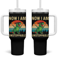 Now I Am Unstoppable Tumbler With Handle Funny Mama Saurus Dinosaur