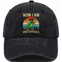 Now I Am Unstoppable Washed Cotton Baseball Cap Funny Mama Saurus Dinosaur
