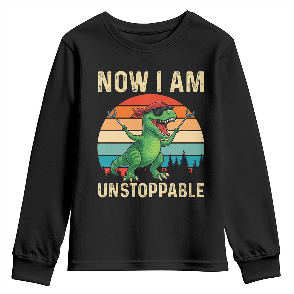 Now I Am Unstoppable Youth Sweatshirt Funny Mama Saurus Dinosaur - Wonder Print Shop