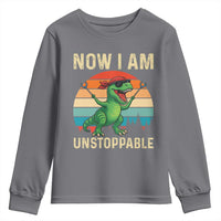 Now I Am Unstoppable Youth Sweatshirt Funny Mama Saurus Dinosaur - Wonder Print Shop