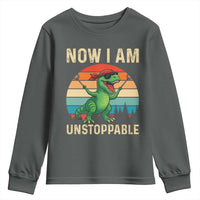 Now I Am Unstoppable Youth Sweatshirt Funny Mama Saurus Dinosaur - Wonder Print Shop