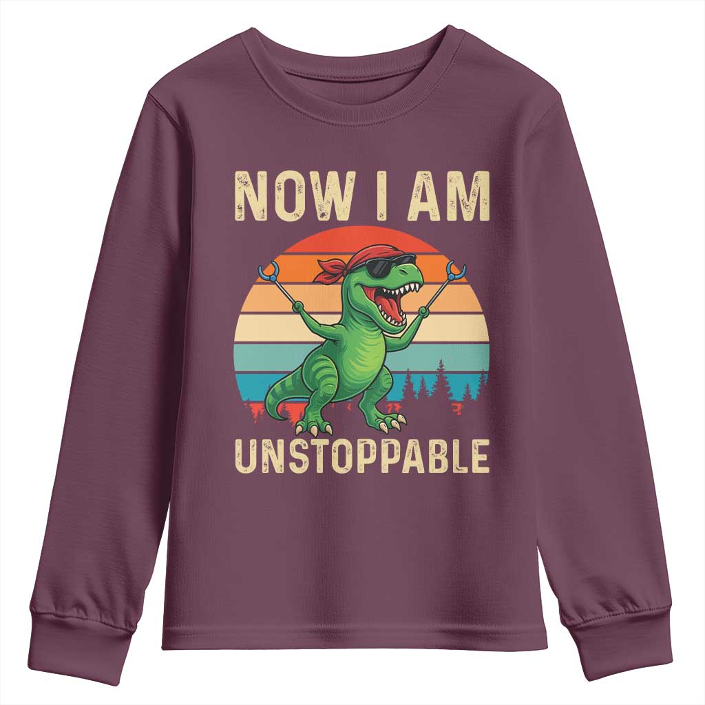 Now I Am Unstoppable Youth Sweatshirt Funny Mama Saurus Dinosaur - Wonder Print Shop