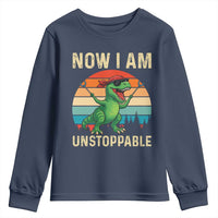 Now I Am Unstoppable Youth Sweatshirt Funny Mama Saurus Dinosaur - Wonder Print Shop