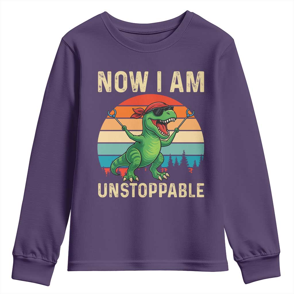 Now I Am Unstoppable Youth Sweatshirt Funny Mama Saurus Dinosaur - Wonder Print Shop