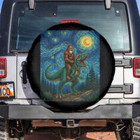 Bigfoot Dinosaur Spare Tire Cover Funny Prehistoric Starry Night Van Gogh - Wonder Print Shop