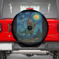 Bigfoot Dinosaur Spare Tire Cover Funny Prehistoric Starry Night Van Gogh - Wonder Print Shop