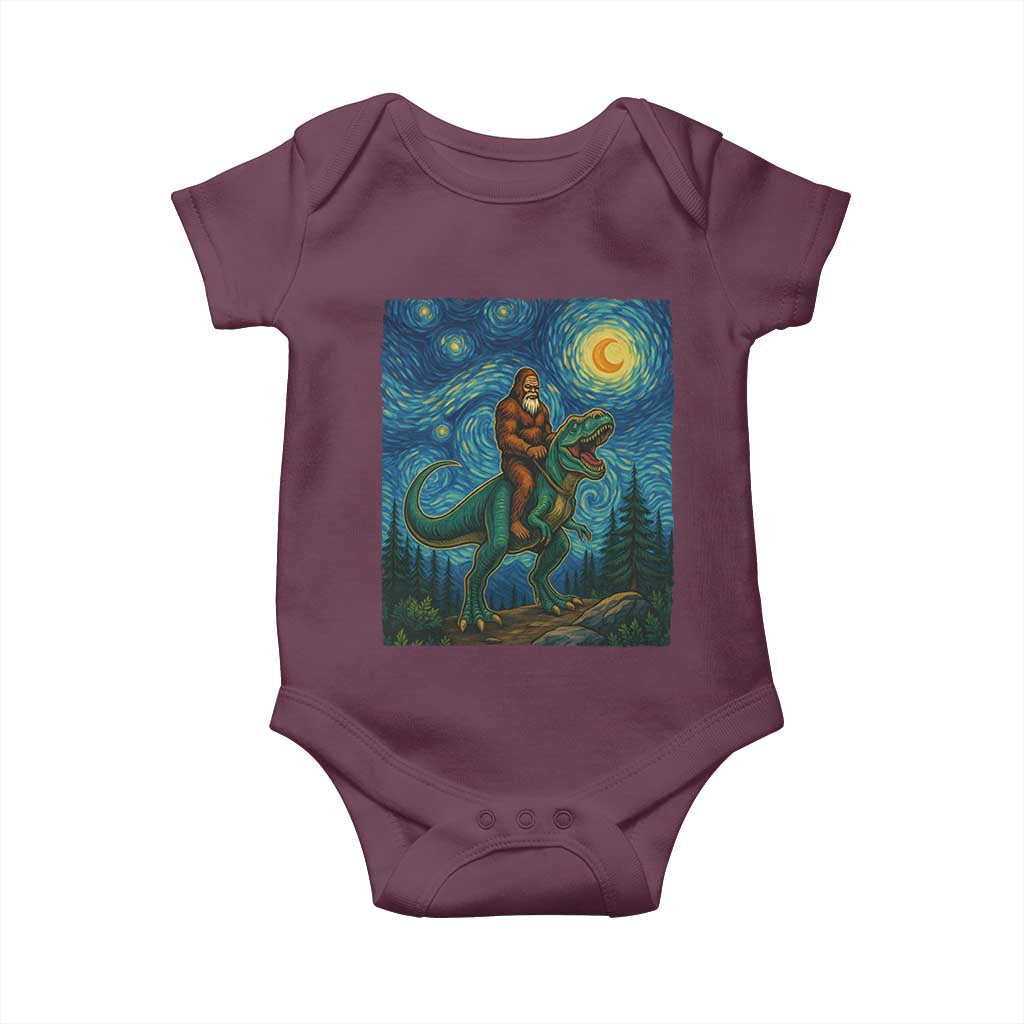 Bigfoot Dinosaur Baby Onesie Funny Prehistoric Starry Night Van Gogh - Wonder Print Shop