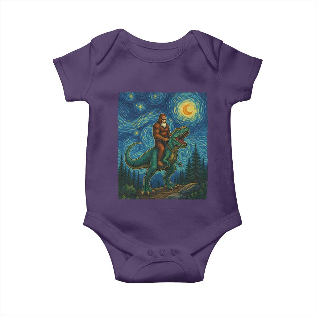 Bigfoot Dinosaur Baby Onesie Funny Prehistoric Starry Night Van Gogh - Wonder Print Shop