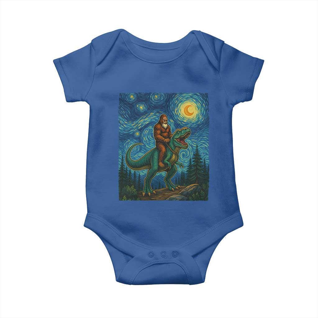 Bigfoot Dinosaur Baby Onesie Funny Prehistoric Starry Night Van Gogh - Wonder Print Shop