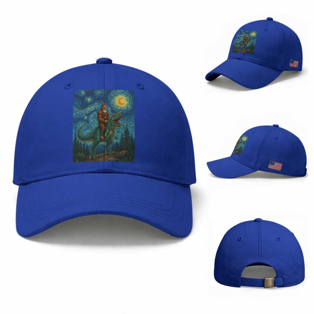 Bigfoot Dinosaur Baseball Cap Funny Prehistoric Starry Night Van Gogh