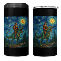 Bigfoot Dinosaur 4 in 1 Can Cooler Tumbler Funny Prehistoric Starry Night Van Gogh