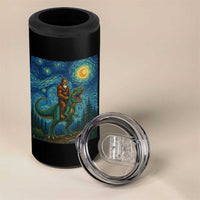 Bigfoot Dinosaur 4 in 1 Can Cooler Tumbler Funny Prehistoric Starry Night Van Gogh