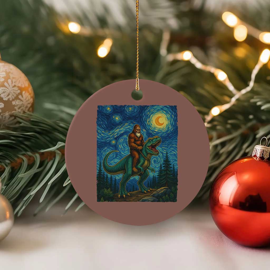 Bigfoot Dinosaur Ceramic Ornament Funny Prehistoric Starry Night Van Gogh - Wonder Print Shop