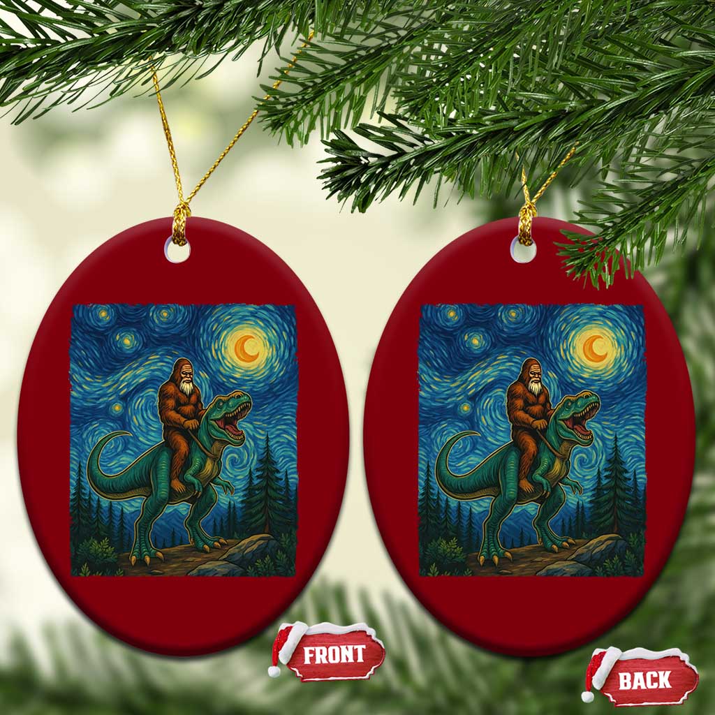 Bigfoot Dinosaur Ceramic Ornament Funny Prehistoric Starry Night Van Gogh - Wonder Print Shop