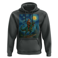 Bigfoot Dinosaur Hoodie Funny Prehistoric Starry Night Van Gogh - Wonder Print Shop