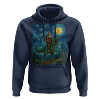 Bigfoot Dinosaur Hoodie Funny Prehistoric Starry Night Van Gogh - Wonder Print Shop
