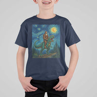 Bigfoot Dinosaur T Shirt For Kid Funny Prehistoric Starry Night Van Gogh - Wonder Print Shop