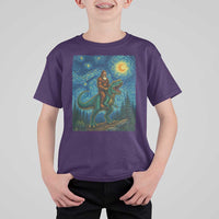Bigfoot Dinosaur T Shirt For Kid Funny Prehistoric Starry Night Van Gogh - Wonder Print Shop