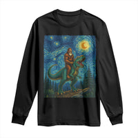 Bigfoot Dinosaur Long Sleeve Shirt Funny Prehistoric Starry Night Van Gogh - Wonder Print Shop