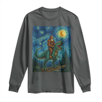 Bigfoot Dinosaur Long Sleeve Shirt Funny Prehistoric Starry Night Van Gogh - Wonder Print Shop