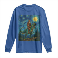 Bigfoot Dinosaur Long Sleeve Shirt Funny Prehistoric Starry Night Van Gogh - Wonder Print Shop