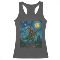 Bigfoot Dinosaur Racerback Tank Top Funny Prehistoric Starry Night Van Gogh - Wonder Print Shop