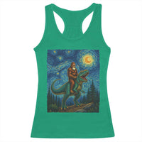 Bigfoot Dinosaur Racerback Tank Top Funny Prehistoric Starry Night Van Gogh - Wonder Print Shop