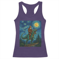 Bigfoot Dinosaur Racerback Tank Top Funny Prehistoric Starry Night Van Gogh - Wonder Print Shop